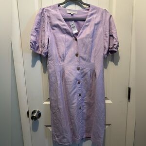 Puff Sleeve Linen Dress NWT